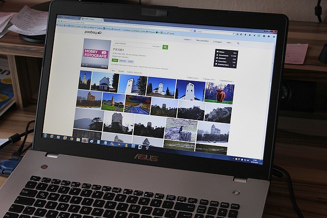 image portal, website, laptop