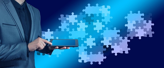 puzzle, businessman, tablet